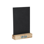 Porte-menu tableau noir double face avec base en bois vue principale