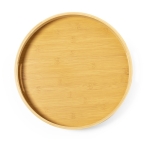 Plateau circulaire pour boissons en bambou naturel à double poignée couleur bois première vue