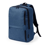 Sac à dos en RPET pour ordinateur portable 15” avec 3 poches frontales couleur bleu marine première vue