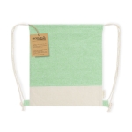 Sac à dos ficelle en coton recyclé bicolore 120g/m² couleur vert première vue