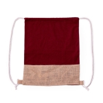 Sac ficelle en 100% coton avec base en jute 120g/m² couleur bordeaux première vue