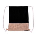 Sac ficelle en 100% coton avec base en jute 120g/m² couleur noir première vue