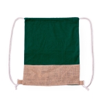 Sac ficelle en 100% coton avec base en jute 120g/m² couleur vert première vue