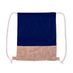 Sac ficelle en 100% coton avec base en jute 120g/m² couleur bleu marine première vue