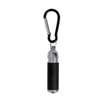 Lampe de poche LED en aluminium recyclé avec mousqueton coloré couleur noir première vue