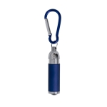 Lampe de poche LED en aluminium recyclé avec mousqueton coloré couleur bleu première vue