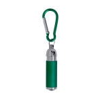 Lampe de poche LED en aluminium recyclé avec mousqueton coloré couleur vert première vue