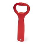 Décapsuleur en aluminium recyclé avec manche découpé de suspension couleur rouge première vue