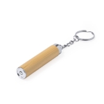 Lampe de poche LED porte-clés en bambou avec piles boutons incluses couleur bois deuxième vue