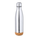 Bouteille double paroi en inox recyclé à base en liège 500ml couleur argenté première vue