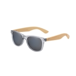 Lunettes de soleil effet miroir protection UV400 à branches en bambou couleur transparent première vue