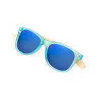 Lunettes de soleil effet miroir protection UV400 à branches en bambou  troisième vue