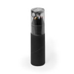 Set de 6 crayons en bois noir dans un étui avec taille-crayon deuxième vue