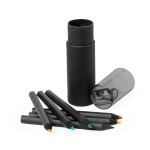 Set de 6 crayons en bois noir dans un étui avec taille-crayon  troisième vue