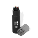 Set de 6 crayons en bois noir dans un étui avec taille-crayon vue principale