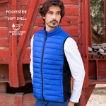 Gilet en softshell et polyester avec détails noirs sur côté couleur bleu