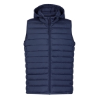 Gilet imperméable 100% RPET avec capuche réglable couleur bleu marine première vue