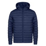 Veste en RPET 100% imperméable avec capuche réglable couleur bleu marine deuxième vue