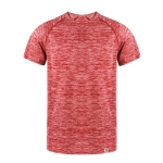 T-shirt technique respirant en RPET avec effet délavé couleur rouge première vue