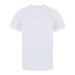 T-shirt sport unisexe en 100% polyester, motif rayé 135 g/m² couleur blanc première vue
