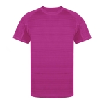 T-shirt sport unisexe en 100% polyester, motif rayé 135 g/m² couleur fuchsia première vue