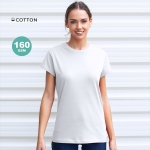 T-shirt femme blanc à col rond 100% coton 160 g/m² couleur blanc