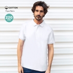 Polo blanc 100% coton avec 2 boutons assortis 220 g/m² couleur blanc