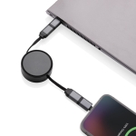 Câble multicharge extensible 100 cm en aluminium recyclé avec Car Play couleur gris troisième vue