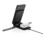 Chargeur sans fil 3-en-1 pliable avec aimant vertical pour téléphones couleur noir septième vue