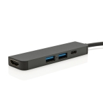 Hub en aluminium recyclé avec connexions multiples et entrée HDMI couleur gris deuxième vue