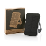 Powerbank en plastique recyclé à panneau de charge solaire 5 000 mAh couleur noir vue avec boîte