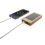Powerbank 100% bambou avec panneau de chargement solaire 10 000 mAh couleur marron deuxième vue