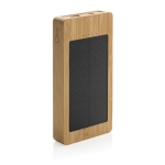 Powerbank 100% bambou avec panneau de chargement solaire 10 000 mAh couleur marron troisième vue