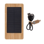 Powerbank 100% bambou avec panneau de chargement solaire 10 000 mAh couleur marron quatrième vue