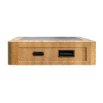 Powerbank 100% bambou avec panneau de chargement solaire 10 000 mAh couleur marron sixième vue