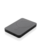 Powerbank sans fil avec aimant et indicateur de puissance 5 000 mAh couleur noir avec zone d'impression