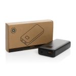 Batterie externe avec câble de type-C et iOS intégrés 20 000 mAh couleur noir vue avec boîte