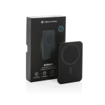 Powerbank magnétique en aluminium recyclé avec aimant 3 000 mAh couleur noir vue avec boîte