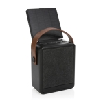 Enceinte sans fil avec panneau solaire, poignée et lampe LED couleur noir deuxième vue