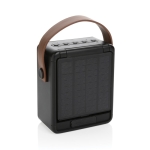 Enceinte sans fil avec panneau solaire, poignée et lampe LED couleur noir troisième vue