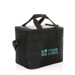 Sac isotherme en RPET avec panneau solaire et capacité de 24 canettes couleur noir avec zone d'impression