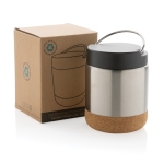 Boîte à lunch thermique en acier inoxydable recyclé anti-fuite 400ml couleur argenté vue avec boîte