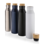 Bouteille thermos en inox recyclé avec bouchon anti-fuite 650ml couleur bleu vue générale