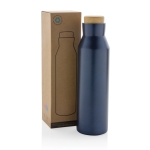 Bouteille thermos en inox recyclé avec bouchon anti-fuite 650ml couleur bleu vue avec boîte