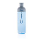 Bouteille en RPET avec bouchon démontable et dragonne 600ml couleur bleu vue avec logo