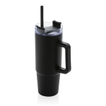 Mug thermique en plastique recyclé avec couvercle à 3 voies 900ml couleur noir deuxième vue