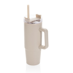 Mug thermique en plastique recyclé avec couvercle à 3 voies 900ml couleur beige