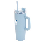 Mug thermique en plastique recyclé avec couvercle à 3 voies 900ml couleur bleu marine avec zone d'impression