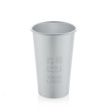 Gobelet en aluminium recyclé à simple paroi pour boissons 450ml couleur argenté avec zone d'impression