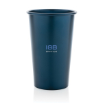 Gobelet en aluminium recyclé à simple paroi pour boissons 450ml couleur bleu marine vue avec logo